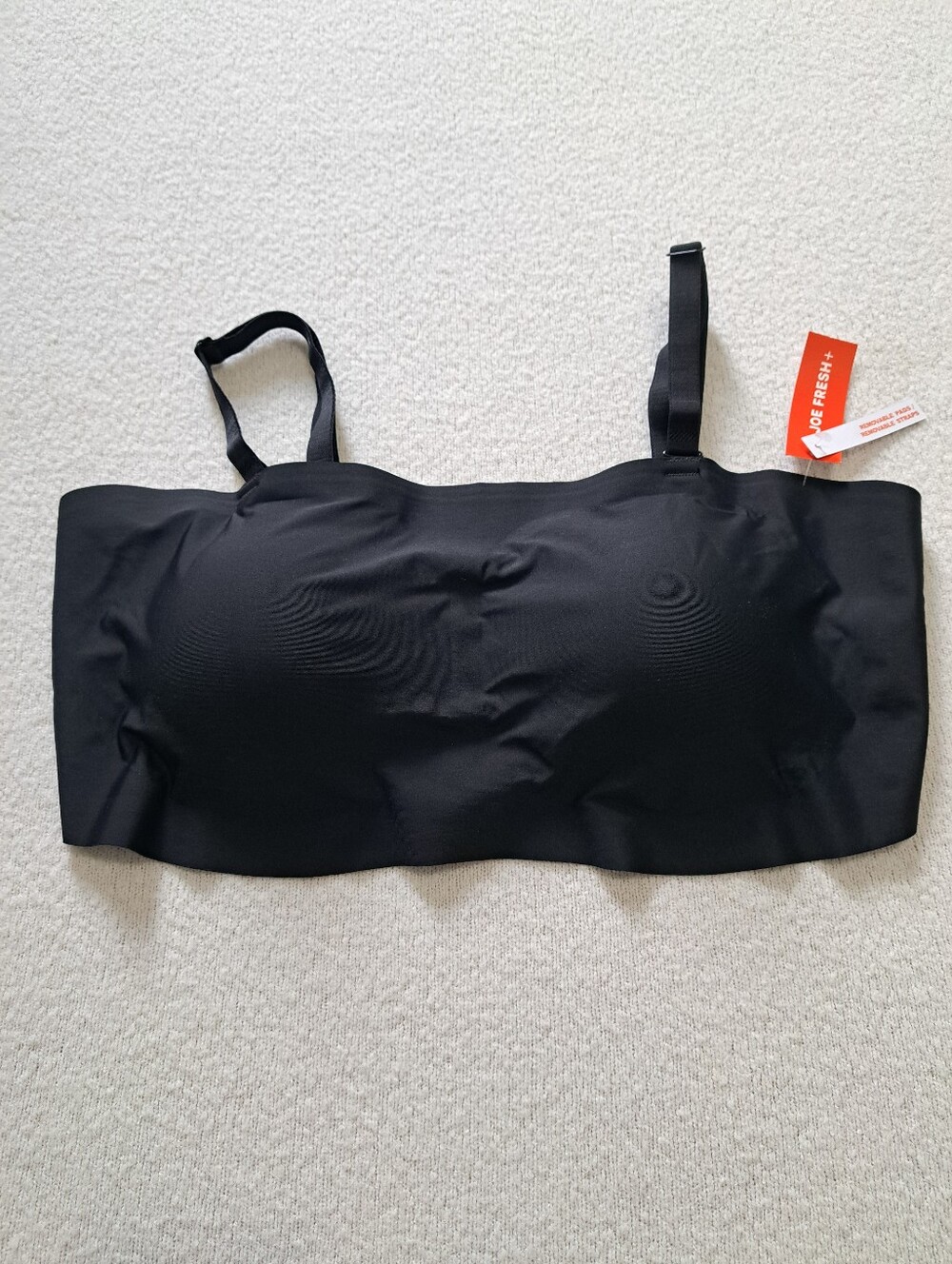 Joe Fresh Black Seamless Bra Strapless Removable Straps Size 1X Smooth NWT